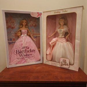 Lot of 2 Birthday Wishes Barbie 1998 & 2015 NRFB